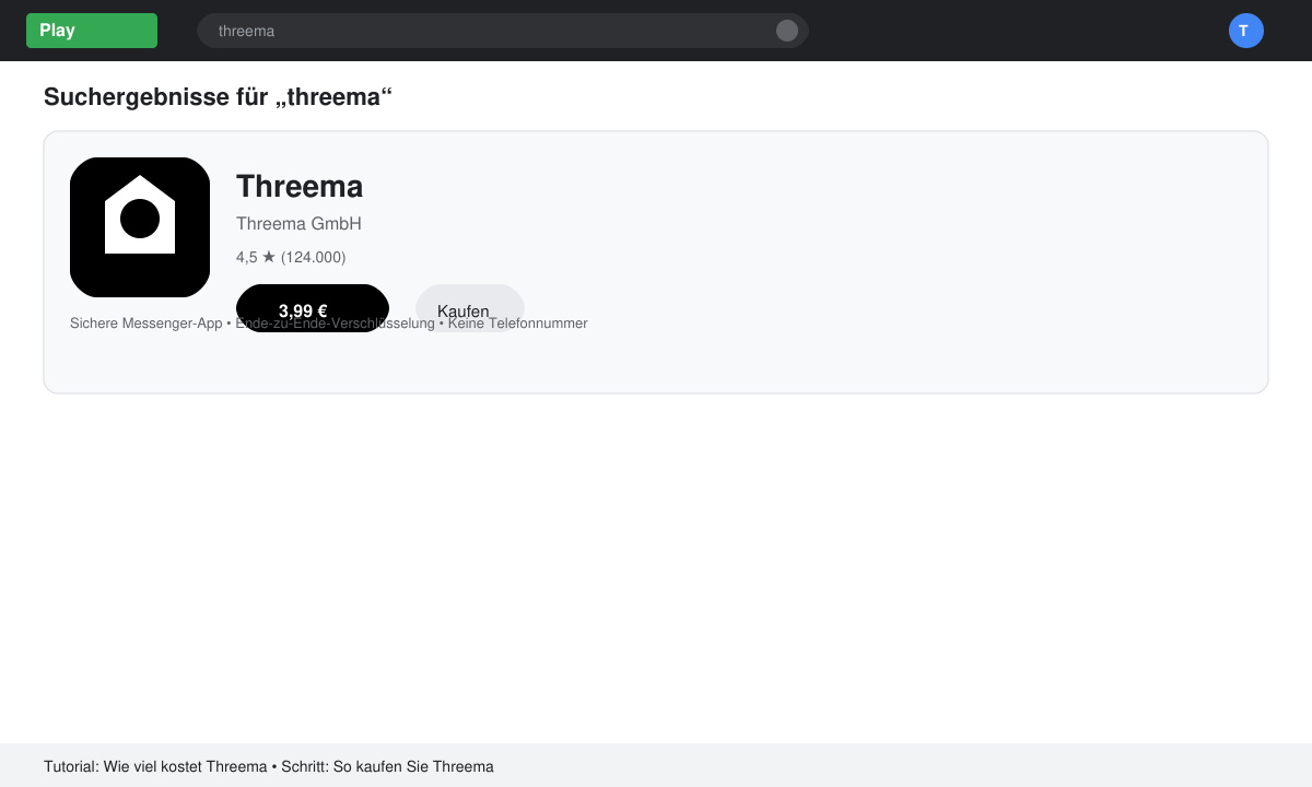 Suchergebnis für Threema im Google Play Store mit Preisangabe