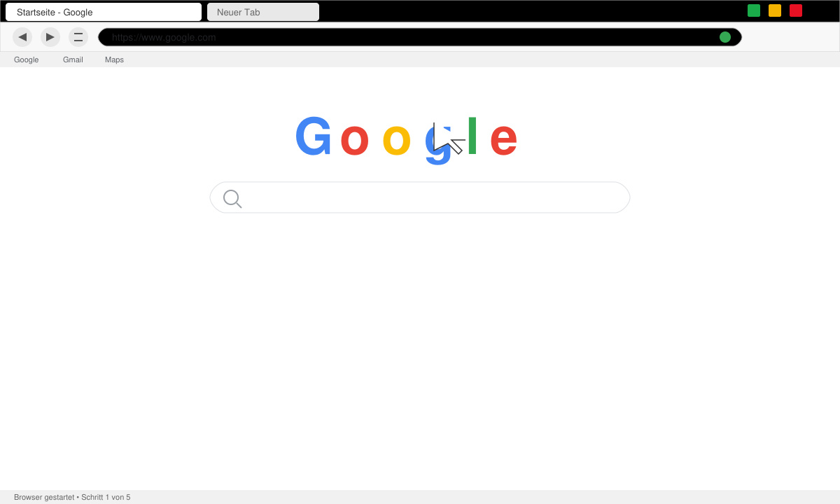 Browserfenster mit hervorgehobener Adressleiste und Mauszeiger