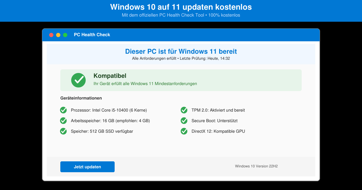 Windows 10 auf 11 updaten kostenlos