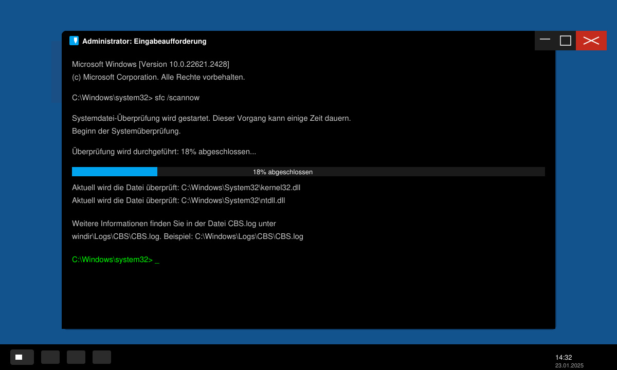 Eingabeaufforderung mit SFC-Befehl in Windows 11