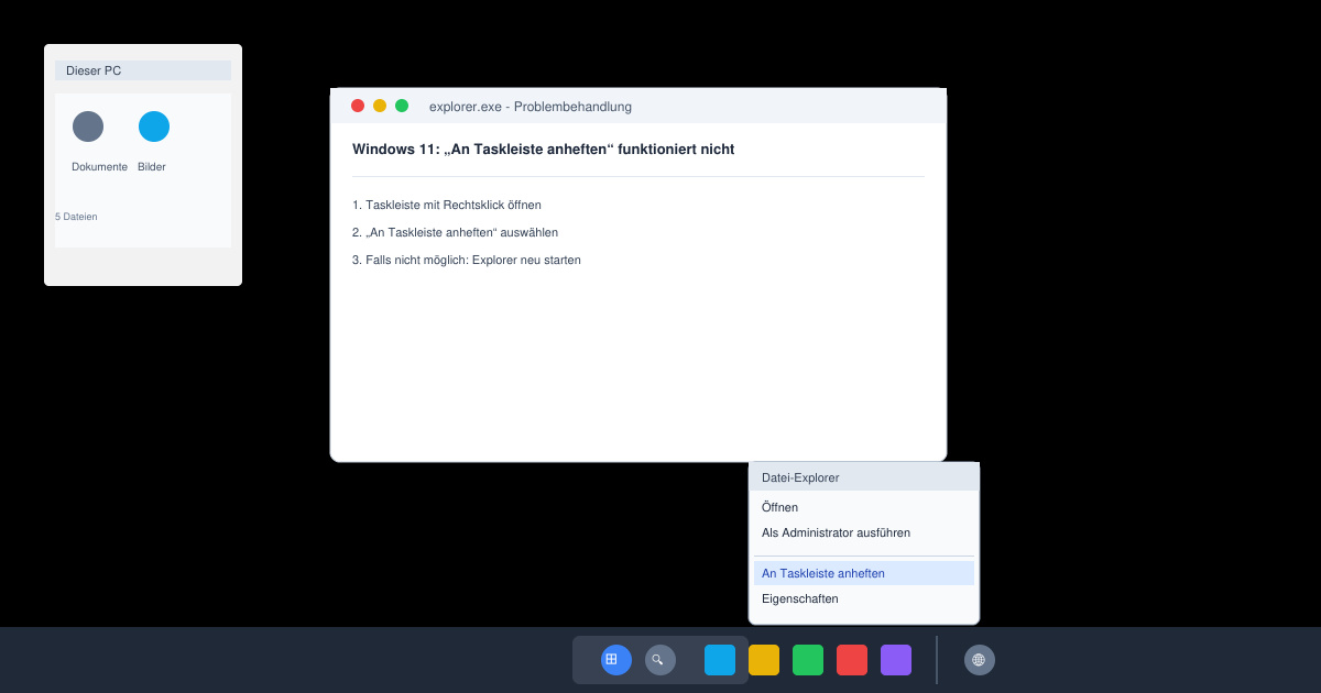 Windows 11 an taskleiste anheften funktioniert nicht