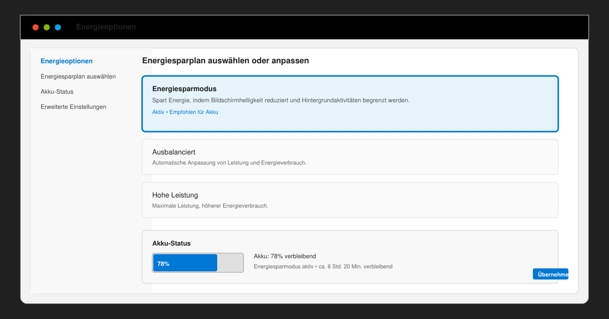 Windows 11 energie sparen funktioniert nicht