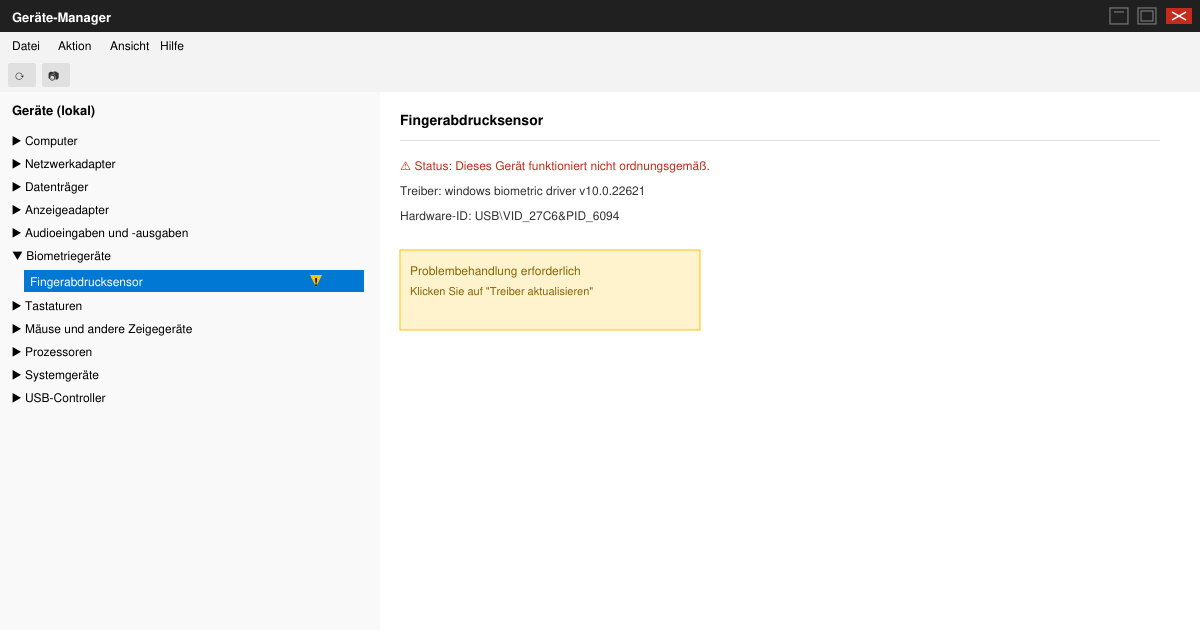 Windows 11 fingerabdrucksensor funktioniert nicht