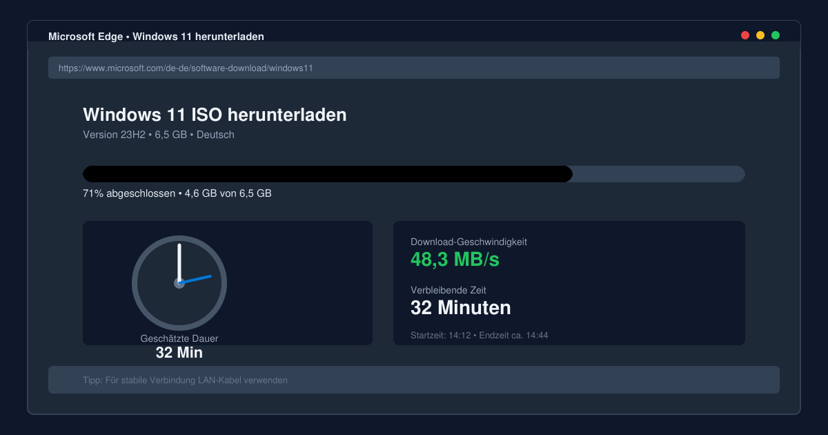 Windows 11 herunterladen dauer