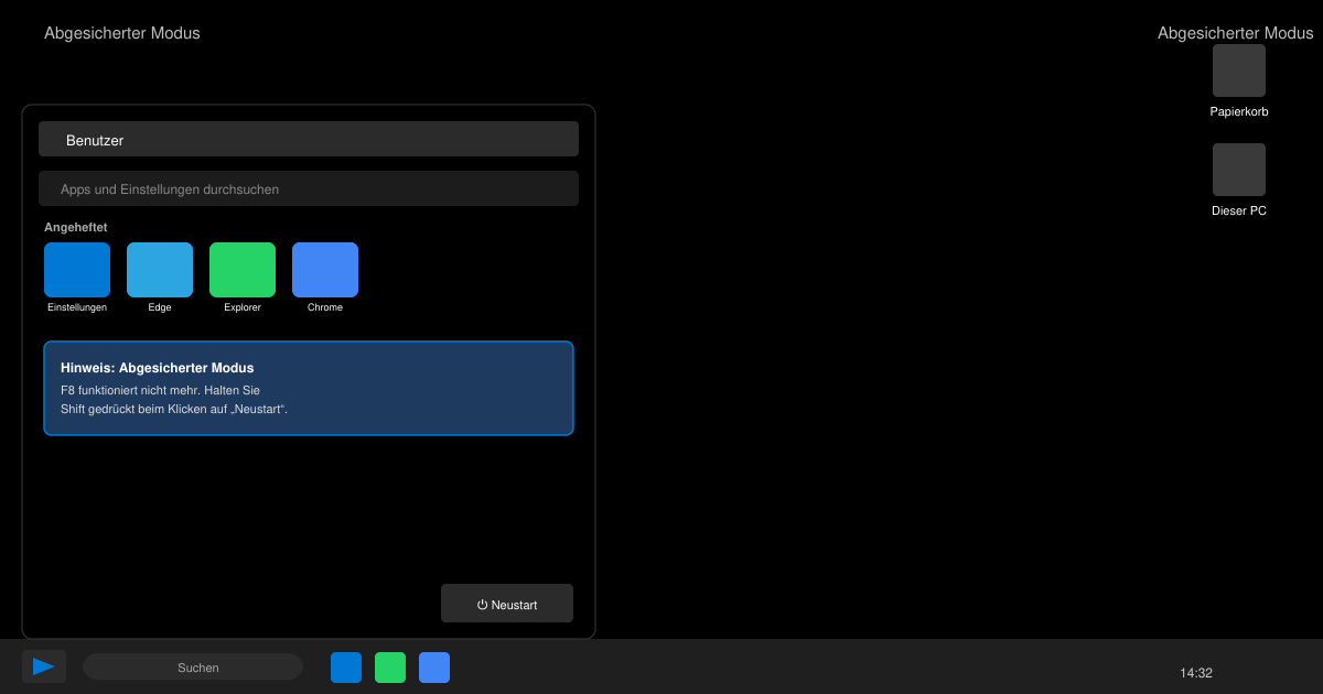 Windows 11 im abgesicherten modus starten f8 funktioniert nicht