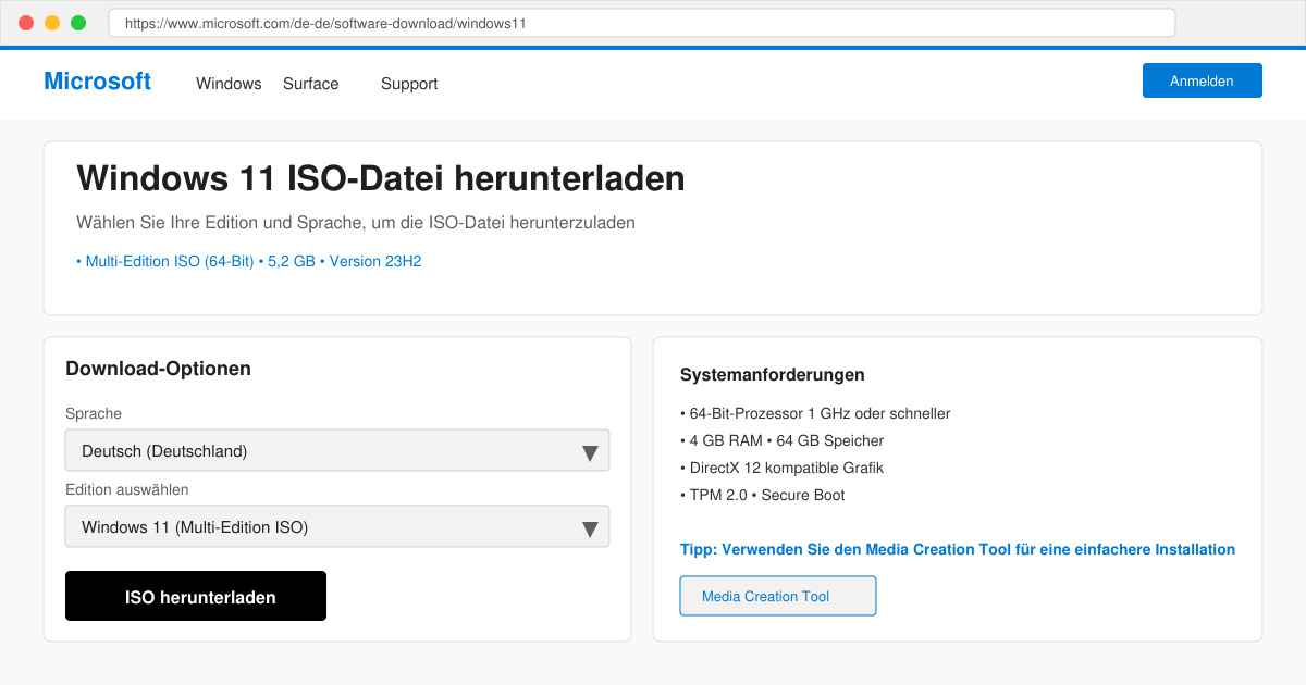Windows 11 iso datei herunterladen