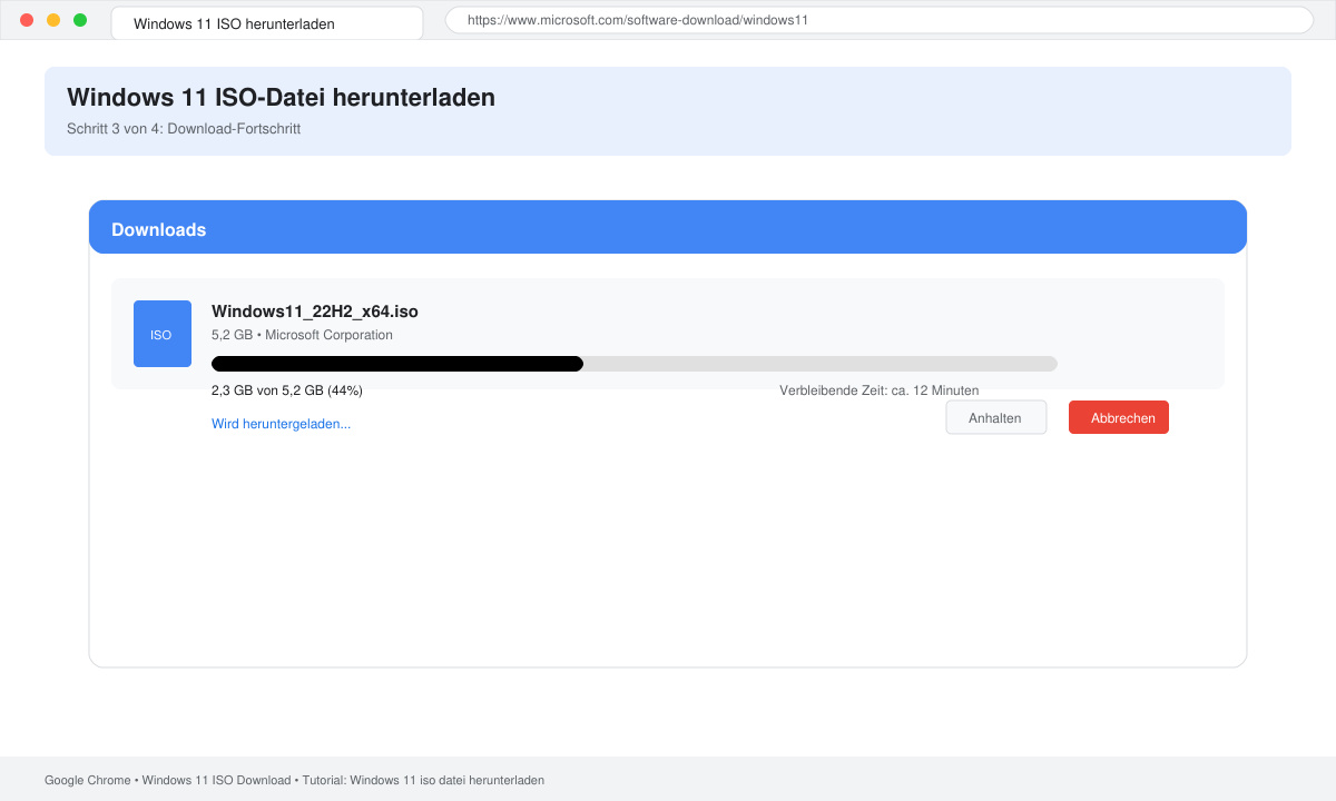 Fortschrittsanzeige des ISO-Downloads