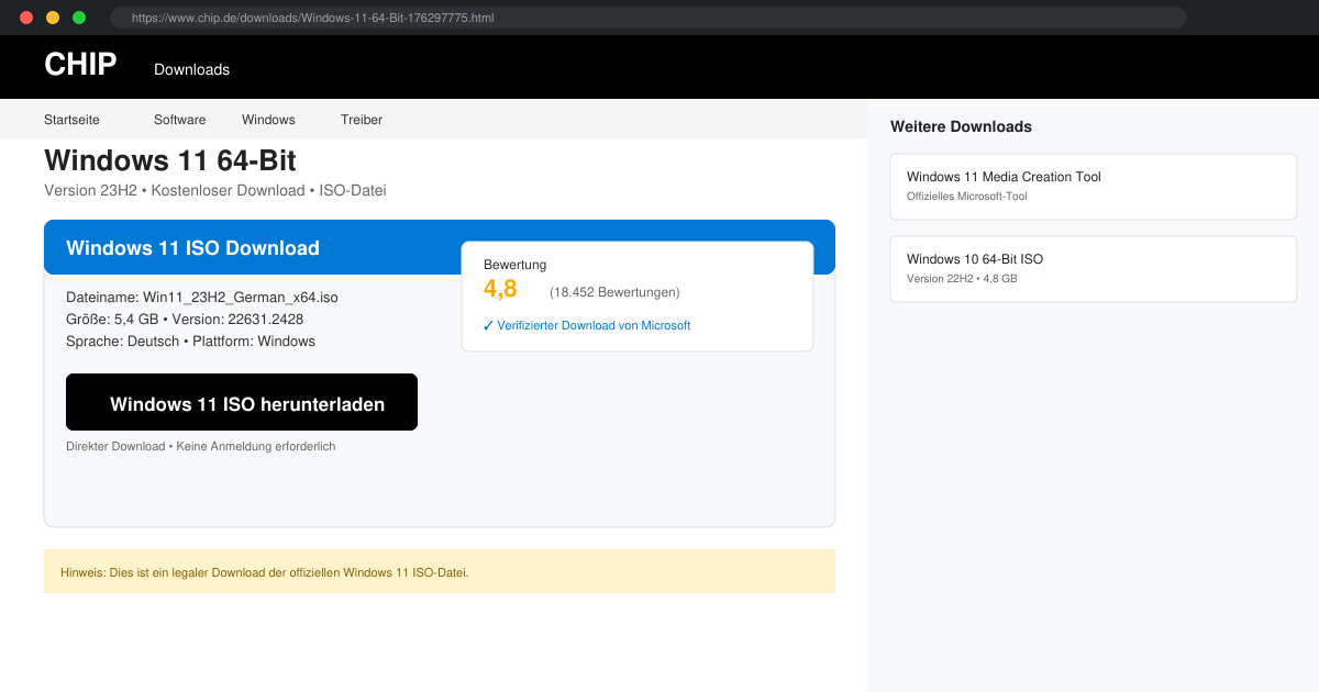 Windows 11 kostenlos downloaden chip