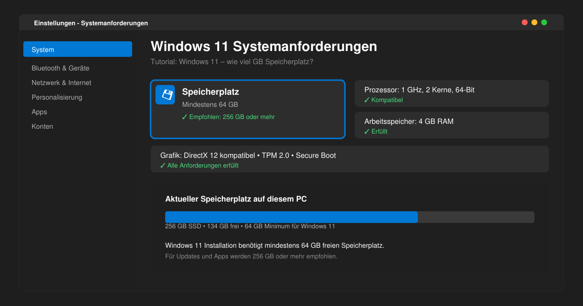 Windows 11 wie viel GB