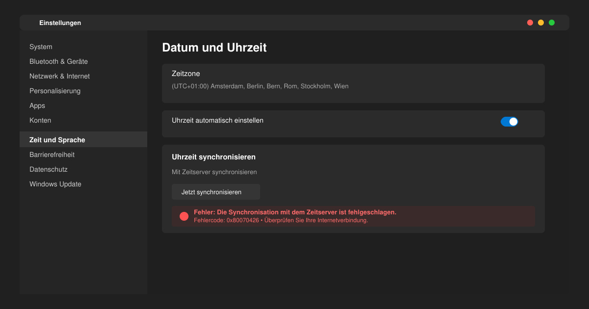 Windows 11 zeitsynchronisation funktioniert nicht
