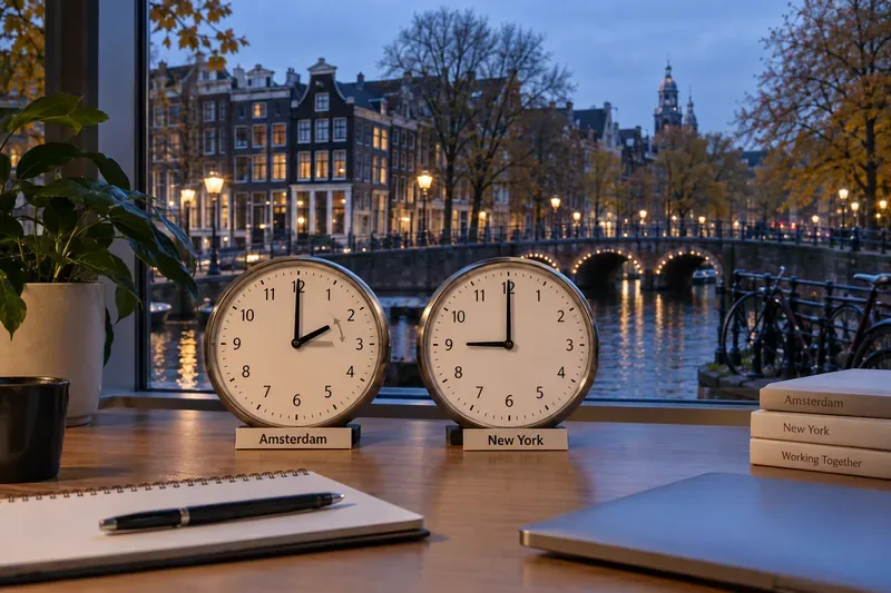 Wintertijd Amsterdam 2026: klok terug op 25 oktober en tijdsverschil met New York