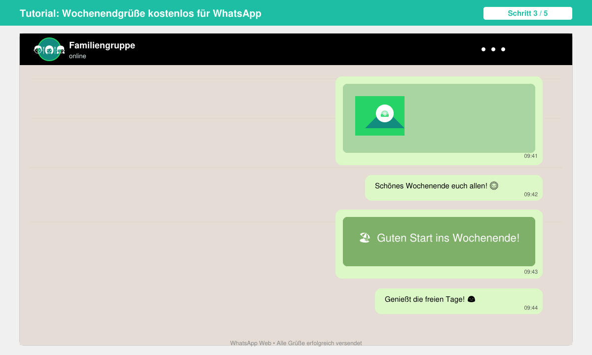 WhatsApp-Chat mit versendeten Wochenendgrüßen kostenlos