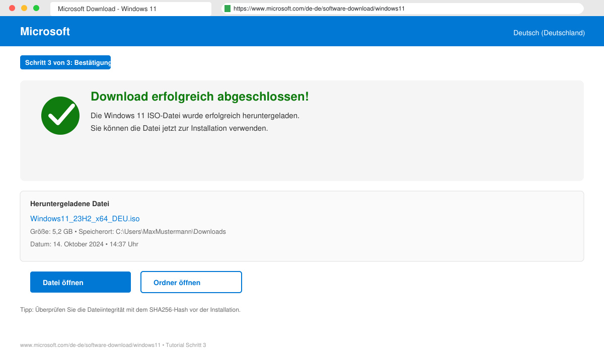 Erfolgreicher Download über Www Microsoft com de de software download windows11