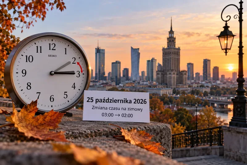 Zmiana czasu w Warszawie 25 października 2026: dokładna godzina i spotkania Warszawa–Nowy Jork do 1 listopada