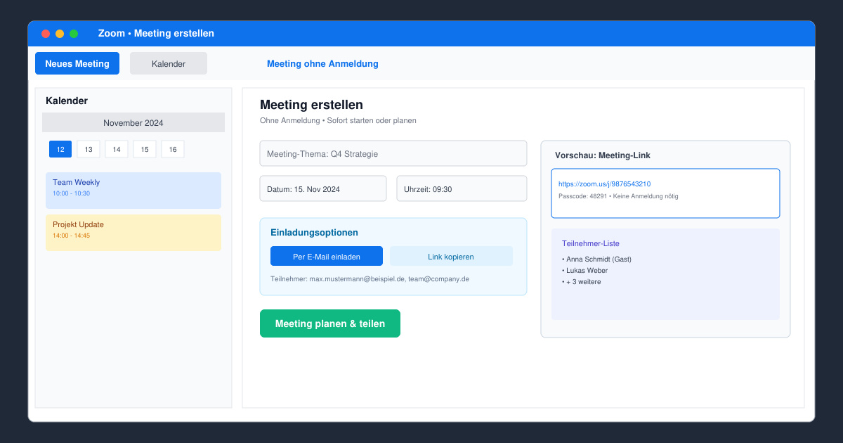 Zoom meeting erstellen ohne anmeldung