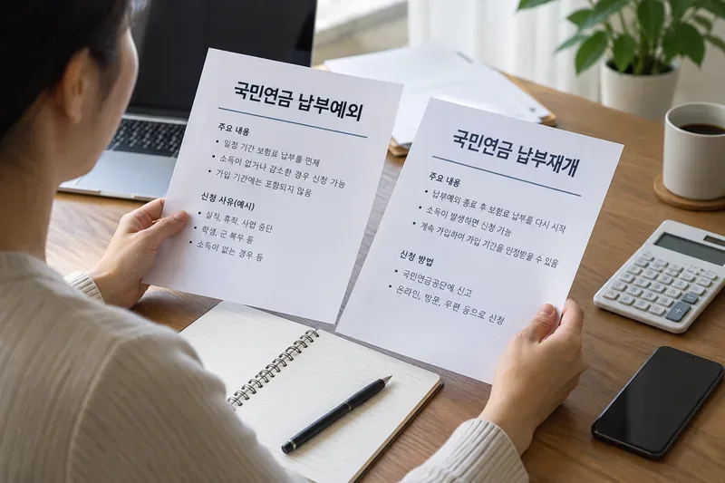 국민연금 납부예외와 납부재개 차이: 언제 멈추고 언제 다시 내야 하나?
