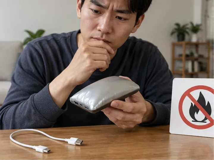 화성에서 부푼 보조배터리 버리는 방법: 랩으로 감싸 폐건전지류로 안전하게 배출하기
