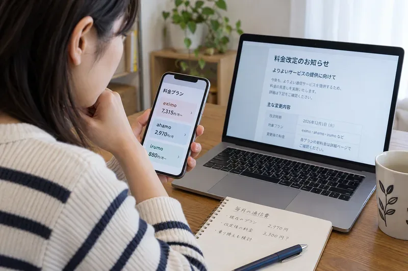 ドコモ・ahamoの値上げはいつから？2026年12月の対象プランと料金変更を確認