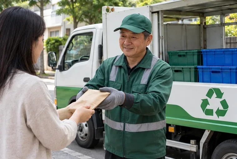 民眾將獨立包裝的行動電源直接交給資源回收收運人員