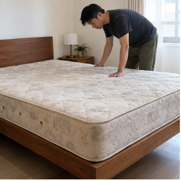 確認床墊狀況並移除寢具