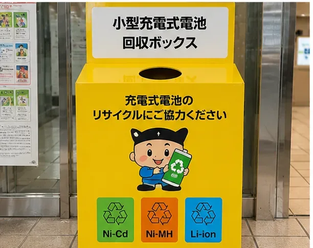 小型充電式電池回収ボックスの外観を示す参考例