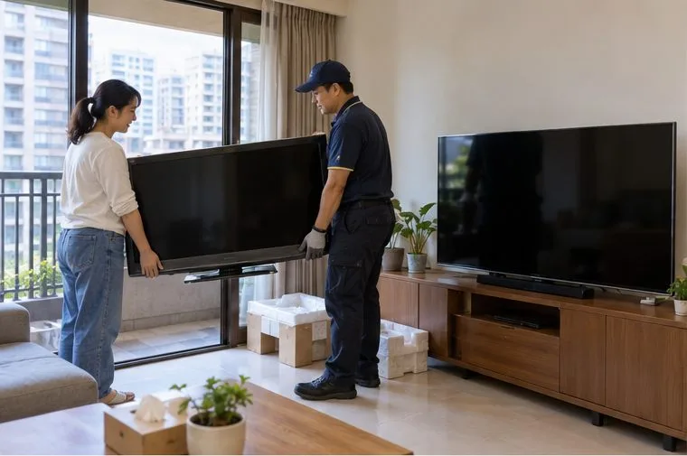 配送新電視時，先向經銷商確認是否可同品項回收舊電視；搬運前確認路線與樓層。