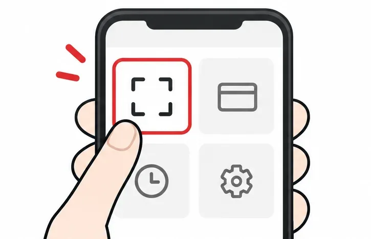 スマートフォンの決済画面でQR読み取りを選ぶ操作イメージ