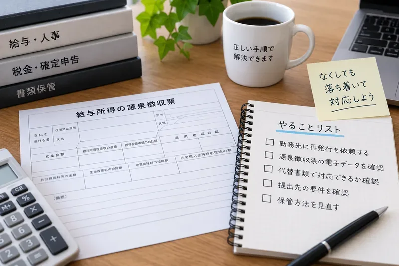 源泉徴収票をなくしたらどうする？再発行・確定申告・マイナポータルの対処法