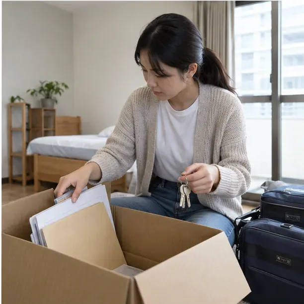 租屋者搬離租屋處時整理文件、鑰匙與行李