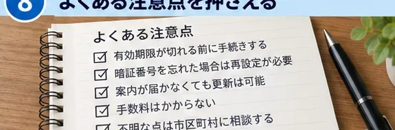 電子証明書更新前の確認事項をまとめたチェックリストのイメージ