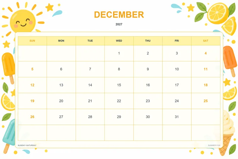 15 Printable December 2027 Calendar Templates (PNG Downloads)