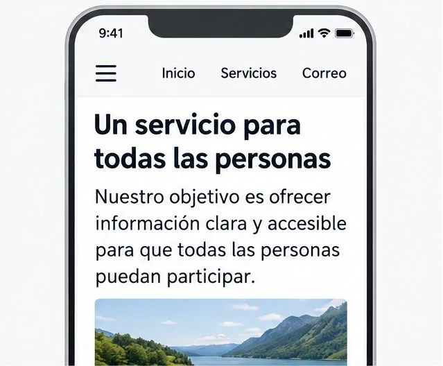 Vista de una página informativa en una pantalla estrecha: el titular y los párrafos aparecen ampliados en una columna que cabe en el móvil.