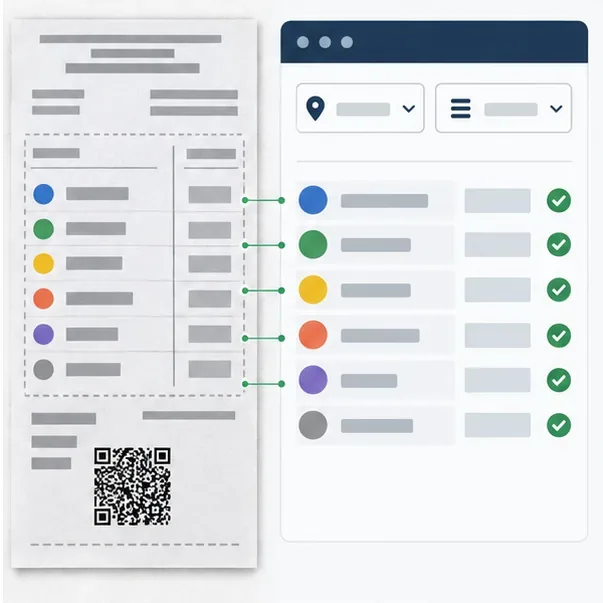 Boletim de urna e painel de resultados lado a lado, com linhas correspondentes sinalizadas para conferência.