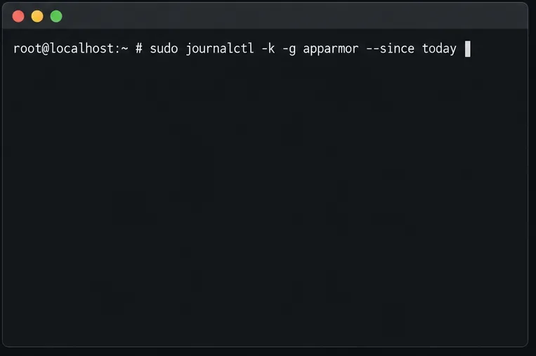 Filtro delle voci del registro del kernel tramite prompt del terminale per i messaggi di AppArmor.