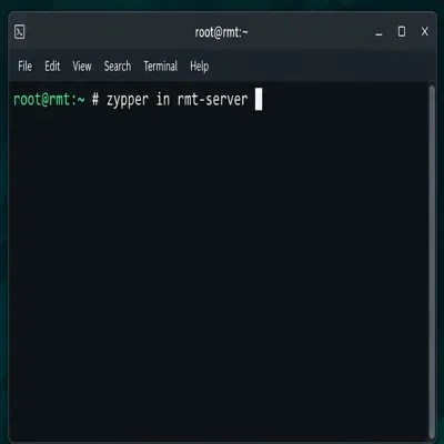 طرفية SLES تعرض أمر zypper المستخدم لتثبيت حزمة خادم RMT