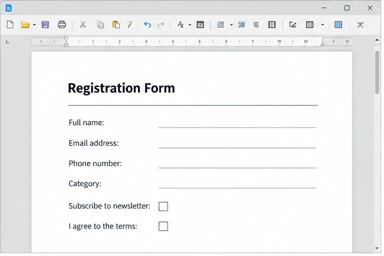 Создавайте заполняемые PDF-файлы из форм в LibreOffice Writer.