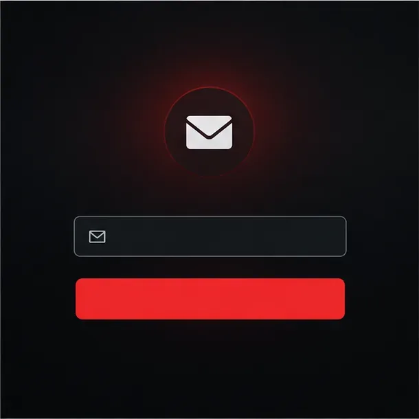 Página ilustrativa de redefinição com um campo de e-mail, ícone de envelope e botão para solicitar um link.