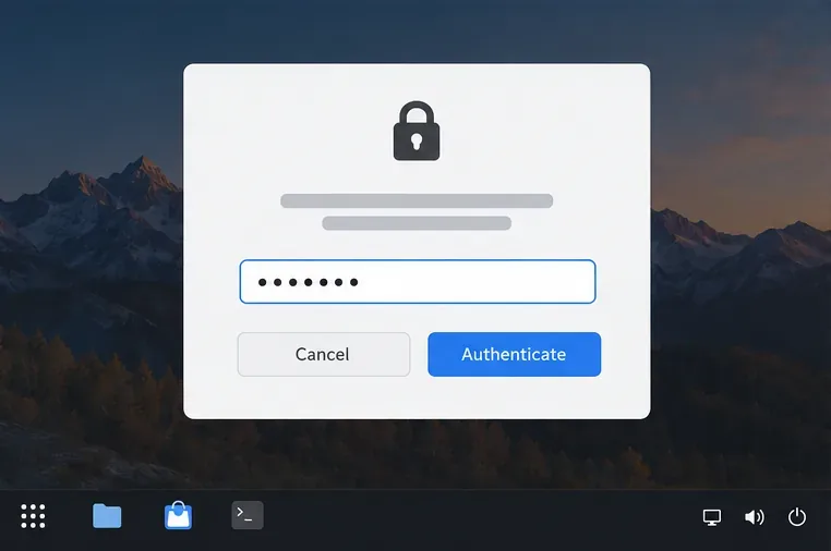 An administrator authentication dialog shows a password field and Cancel and Authenticate buttons.