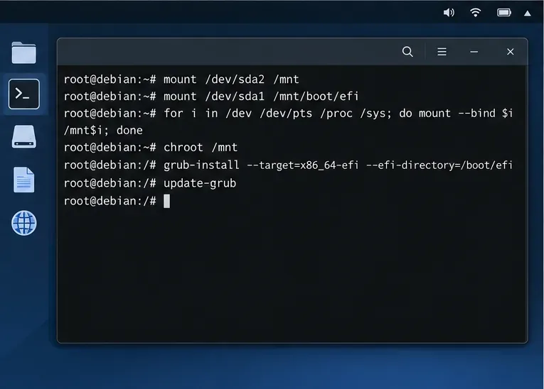 Corrigir o erro “Nenhum dispositivo inicializável encontrado” após instalar o Debian em UEFI.