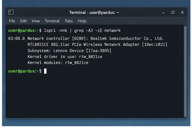 適切なファームウェアを使用して、PardusでRTL8821CE Wi-Fiを動作させる