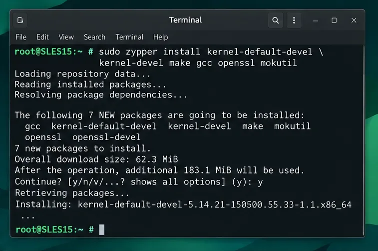 Installation et signature de modules de noyau personnalisés sur SLES 15 Secure Boot