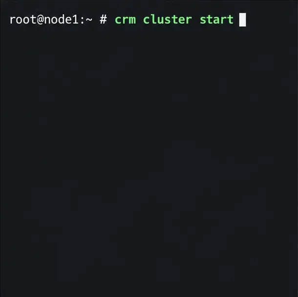 Esempio di terminale che mostra l'avvio del cluster CRM per ricongiungersi a un nodo aggiornato.