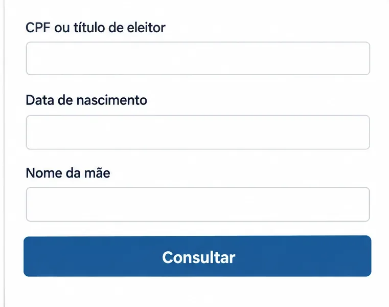 Formulário esquemático com os campos de CPF ou título, data de nascimento e nome da mãe.