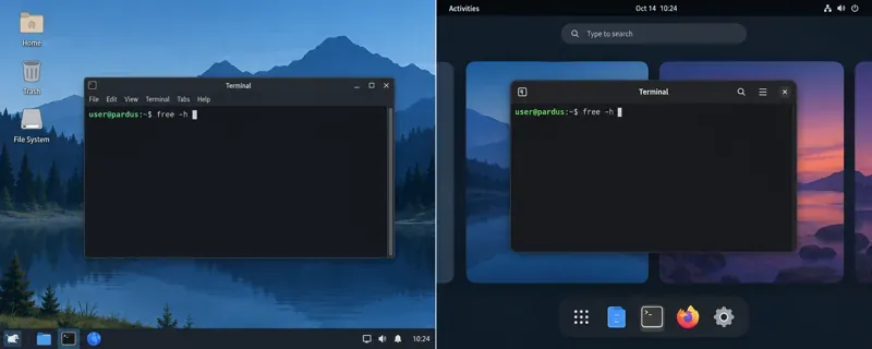 Pardus 25.2 XFCE vs GNOME: O comparație corectă a memoriei RAM