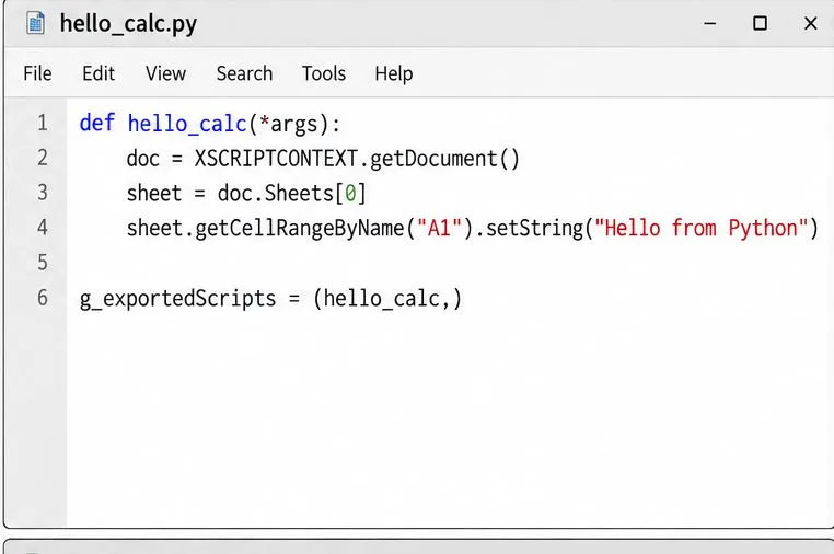 LibreOffice의 매크로 시스템을 통해 Calc에서 Python 실행하기