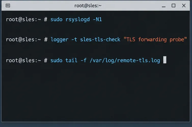 Sichere SLES-Syslog-Weiterleitung mit rsyslog und Mutual TLS