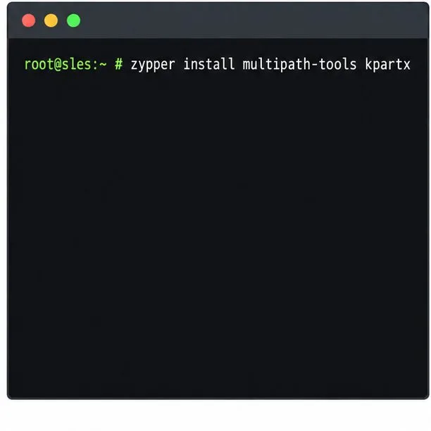 يقوم طرفية إدارة الحزم في نظام SLES بتثبيت multipath-tools و kpartx