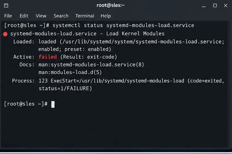 حالة إنهاء خدمة systemd-modules-load.service: حالة فشل ورمز خروج 1