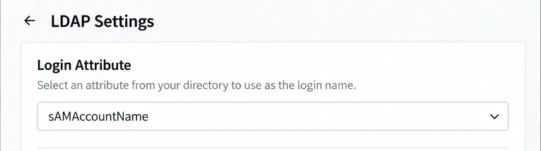 ONLYOFFICE LDAP 로그인 속성 필드가 sAMAccountName으로 설정되었습니다.