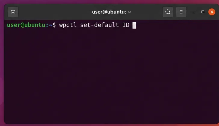 أمر الطرفية wpctl set-default ID لتحديد منفذ HDMI كمخرج افتراضي